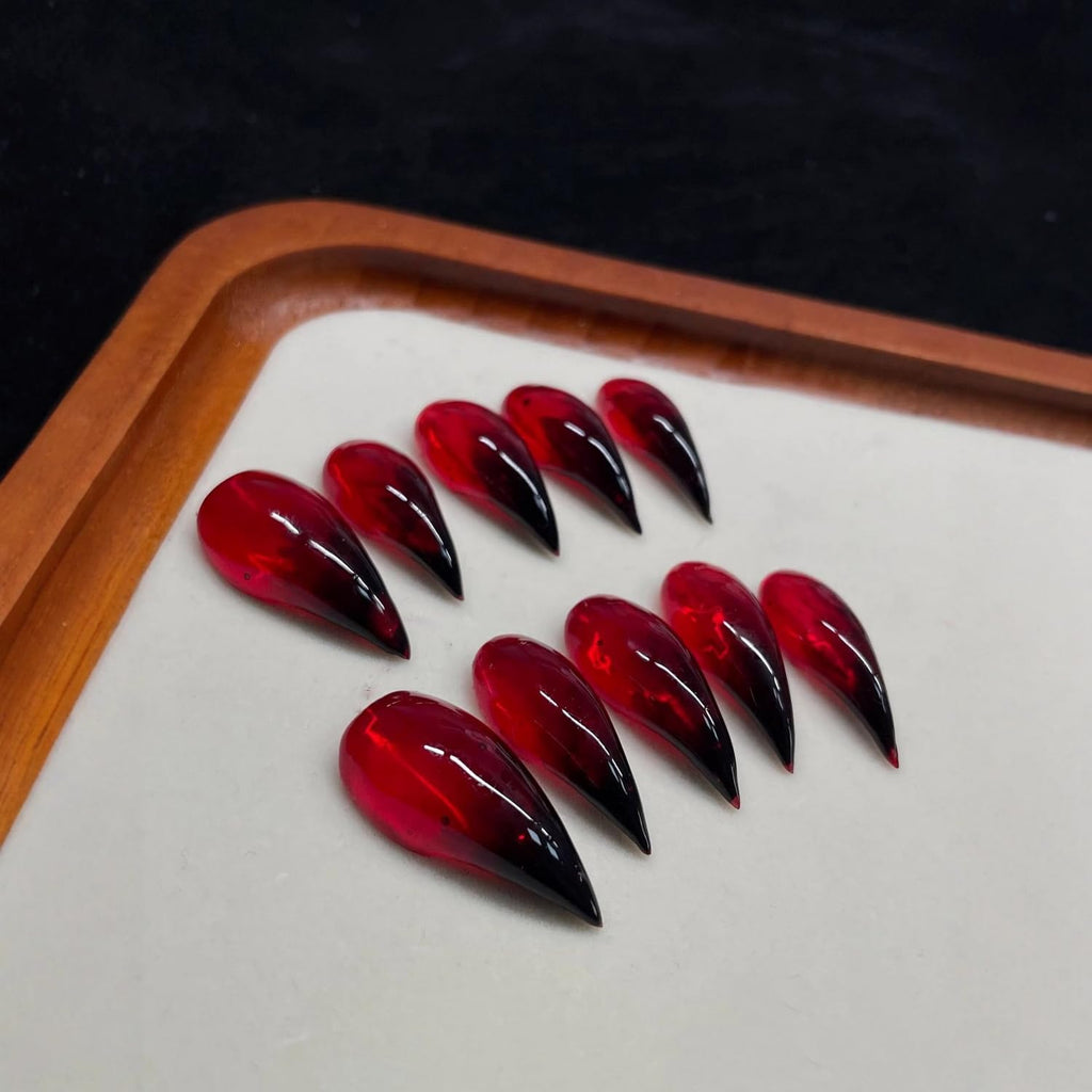 Luxury Handmade Press On Nails - Long Stiletto Eagle Claw in Red Black Gradient