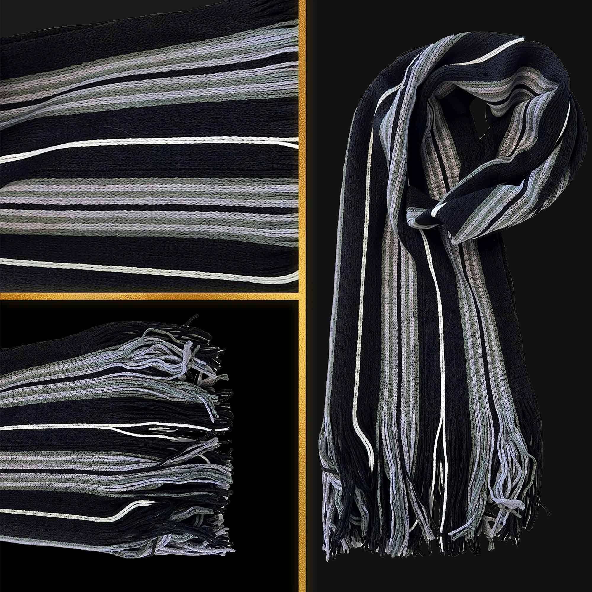 Sock Stack Men's Scarf Long Woven Stripe Design Acrylic Warm Hypoallergenic Winter