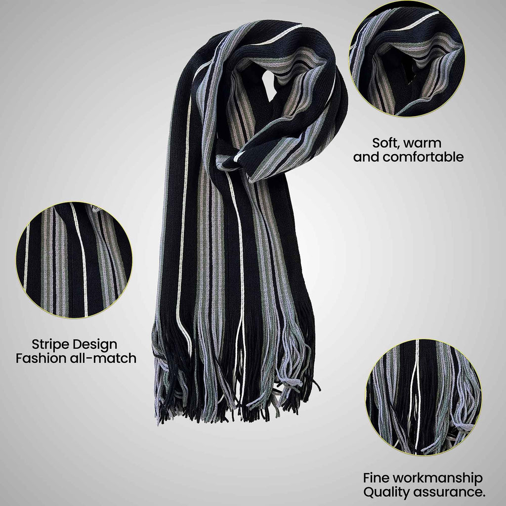 Sock Stack Men's Scarf Long Woven Stripe Design Acrylic Warm Hypoallergenic Winter