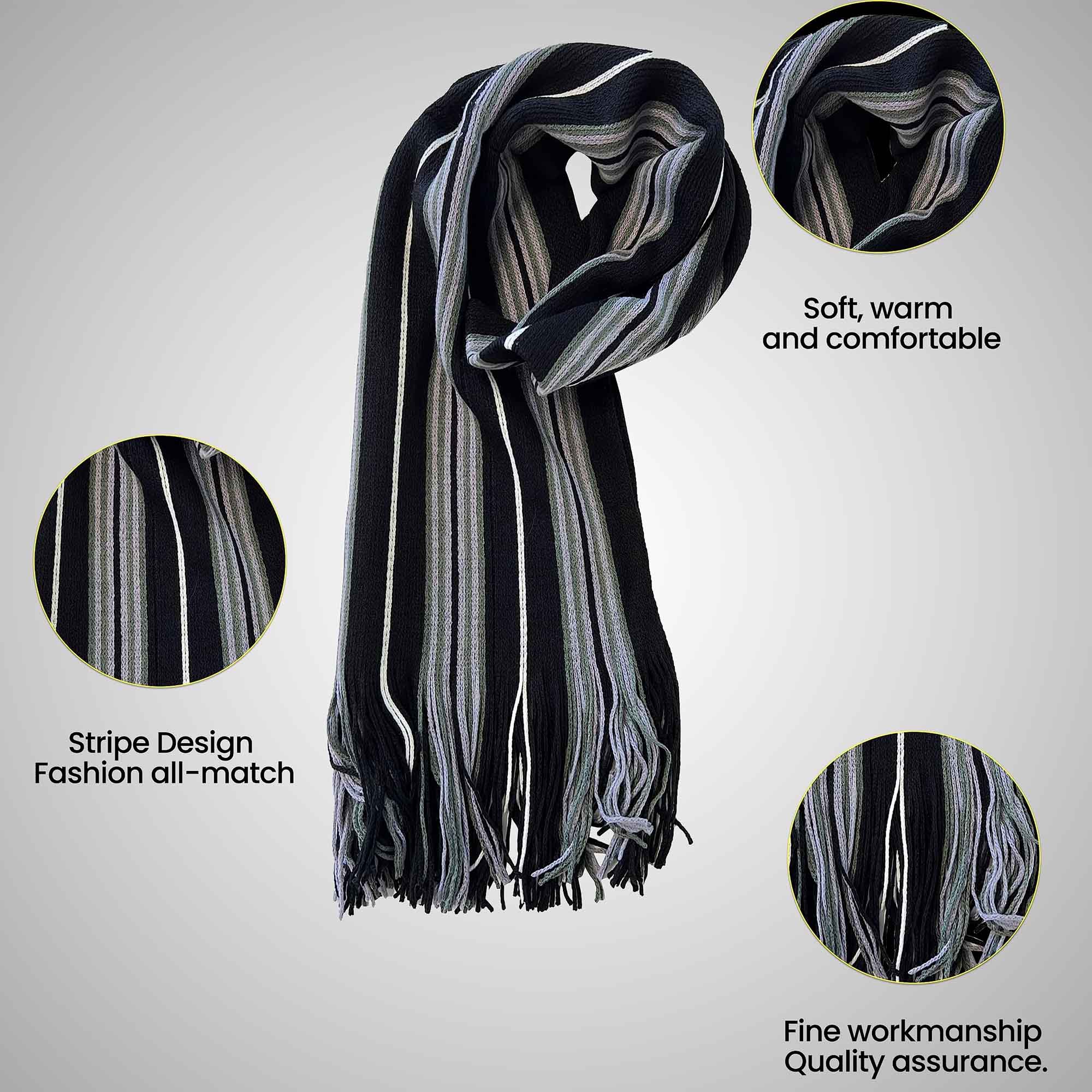 Sock Stack Men's Scarf Long Woven Stripe Design Acrylic Warm Hypoallergenic Winter