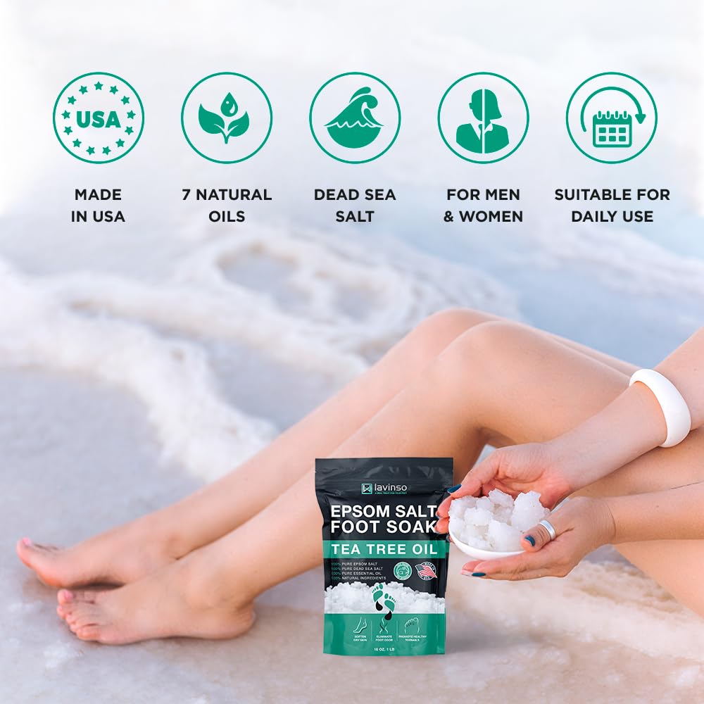 LV LAVINSO Tea Tree Oil Foot Soak with Epsom Salt – Made in USA