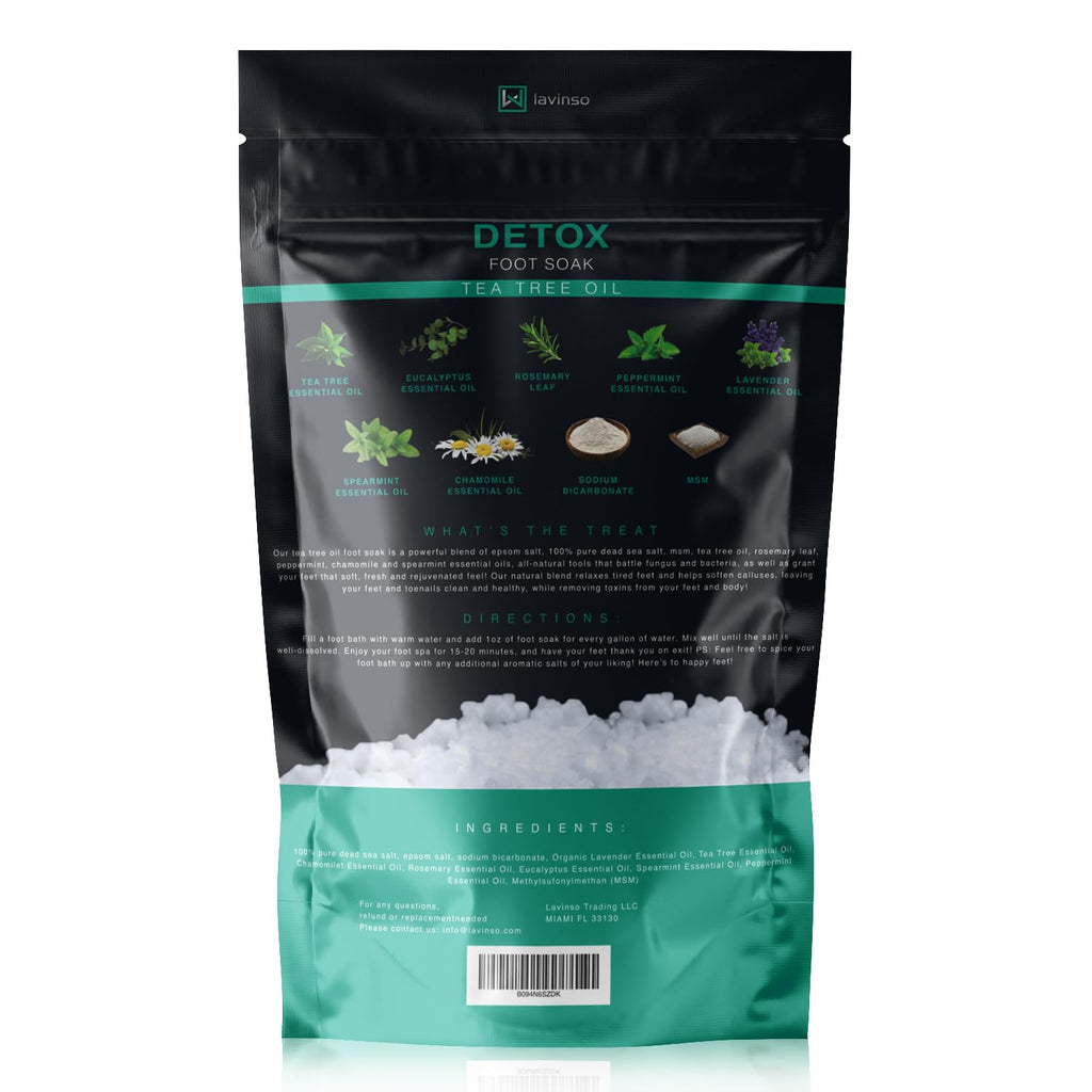 LV LAVINSO Tea Tree Oil Foot Soak with Epsom Salt – Made in USA