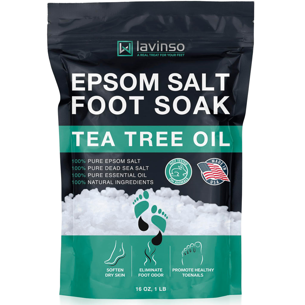 LV LAVINSO Tea Tree Oil Foot Soak with Epsom Salt – Made in USA