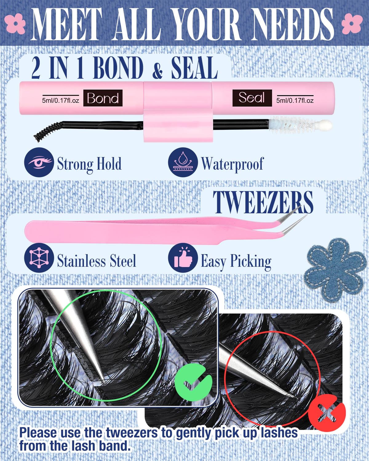 Lvmixwig Wispy Lash Clusters Kit — Spikes & Bottom Lashes, Bond & Seal