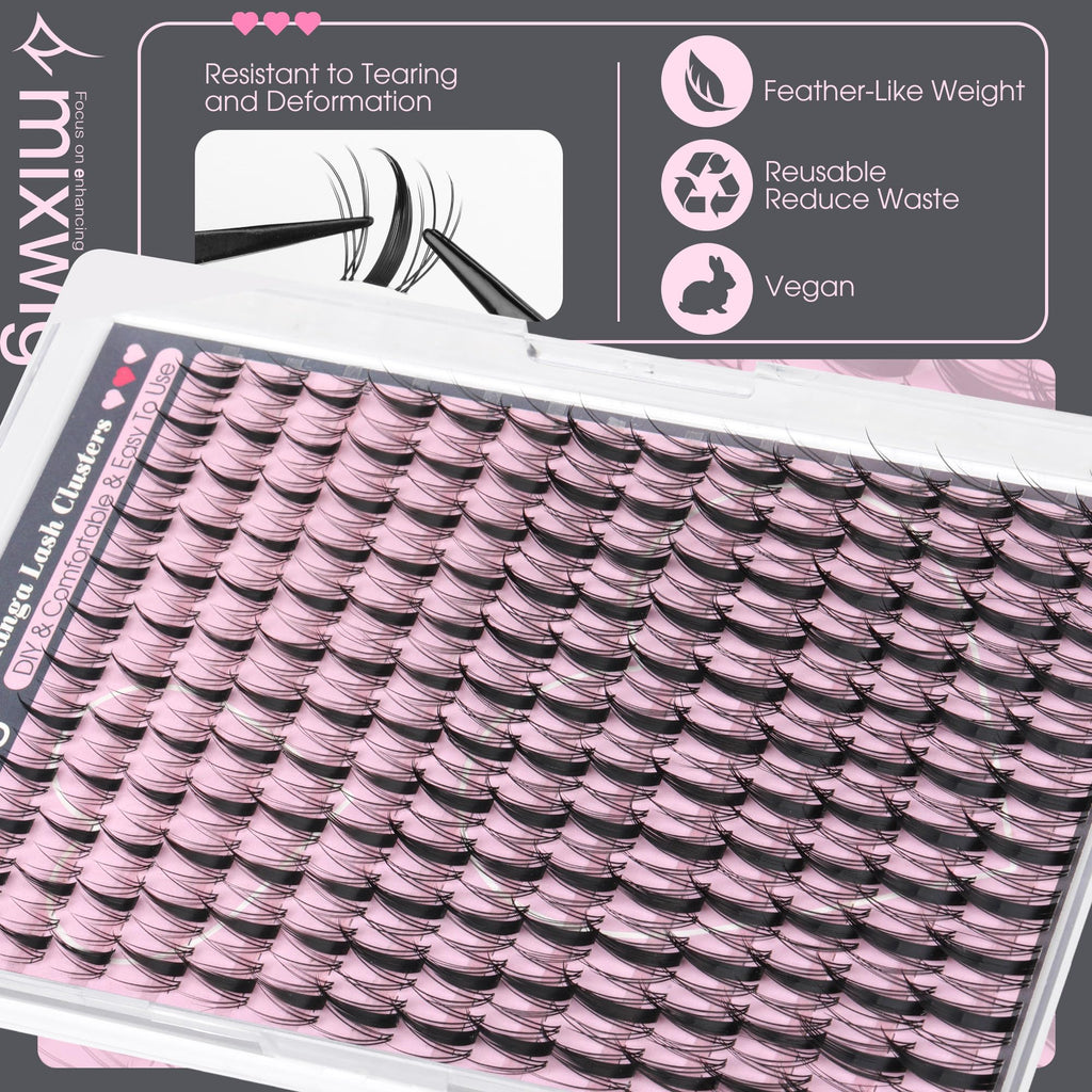 Lvmixwig Manga Lash Clusters – Spiky Anime Lashes (10–18mm)