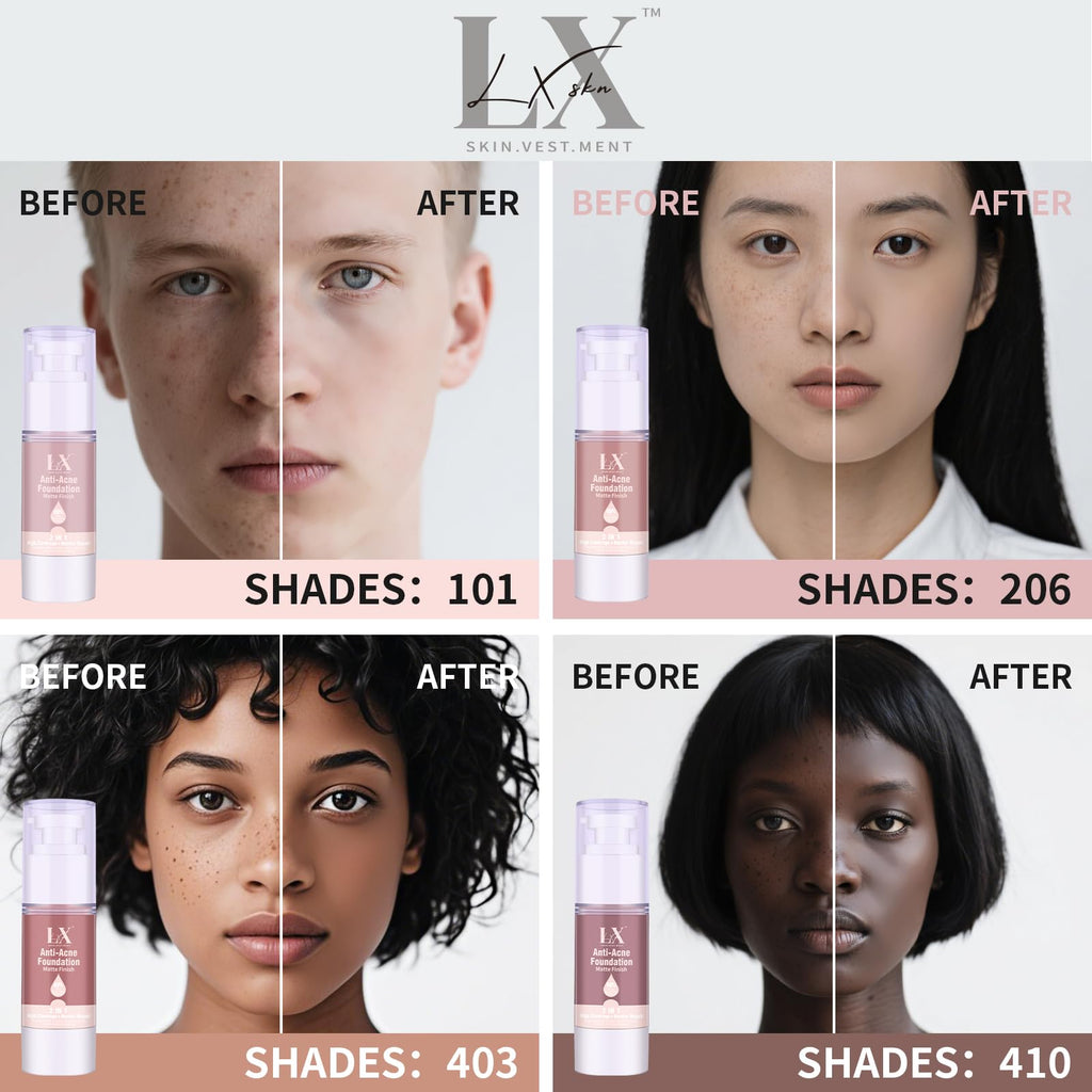 LXSKN Acne-serum Foundation with Salicylic Acid & Vitamin E – Vegan & Non-Comedogenic