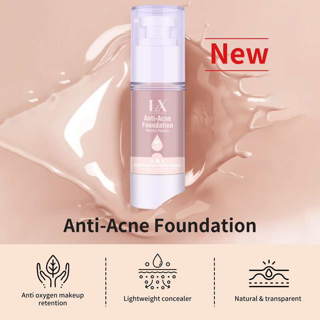 LXSKN Acne-serum Foundation with Salicylic Acid & Vitamin E – Vegan & Non-Comedogenic