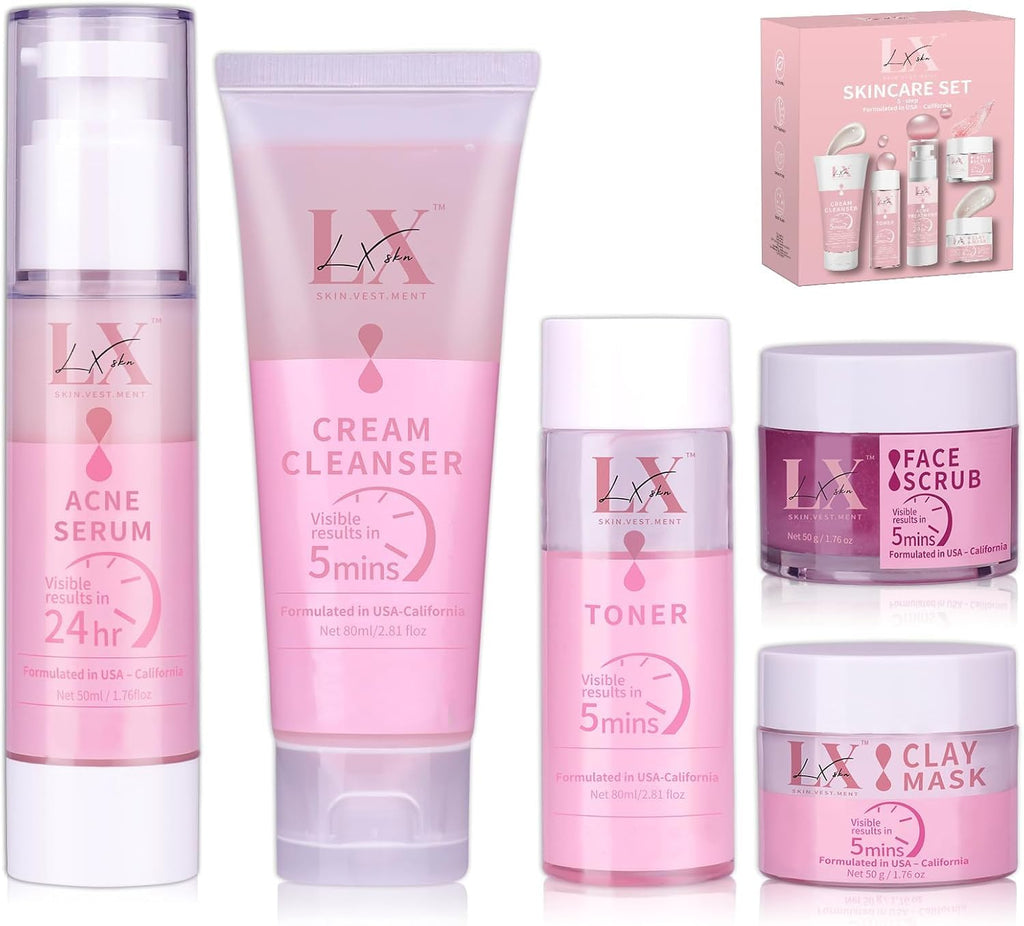 LXSKN Daily Acne Essentials Kit – 5-Step Skincare for Clearer Skin
