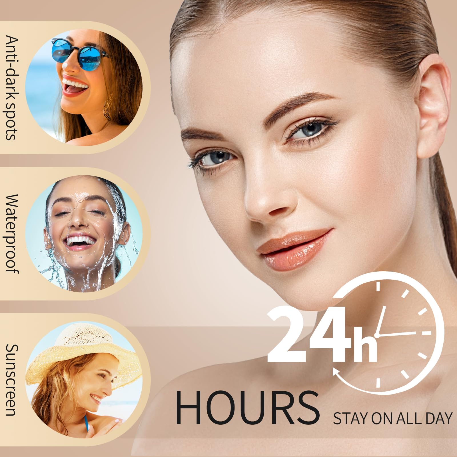 LXSKN Anti-Dark Spot Liquid Foundation – Collagen Serum with 2% Niacinamide, 24h Wear, Deep 403