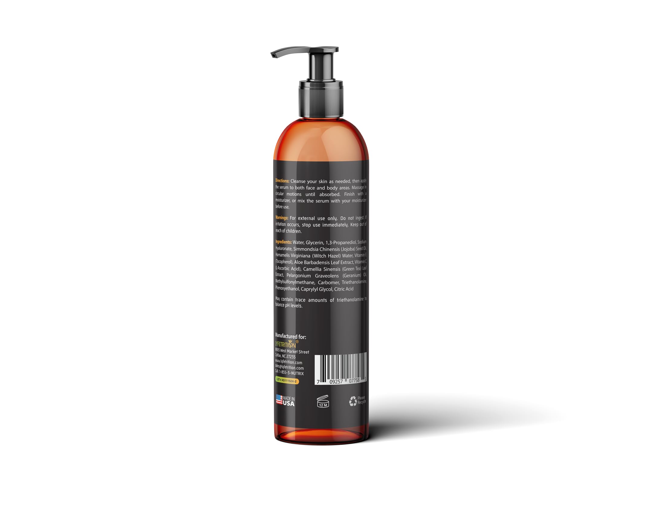 Lyfetrition Hyaluronic Acid Serum with Vitamin C & Aloe – 12 oz