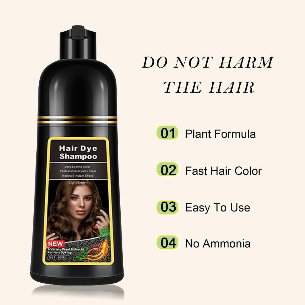 Lymznus Instant Light Brown Hair Dye Shampoo 3 in 1 – Herbal Coffee Color for Men & Women (500 ml)