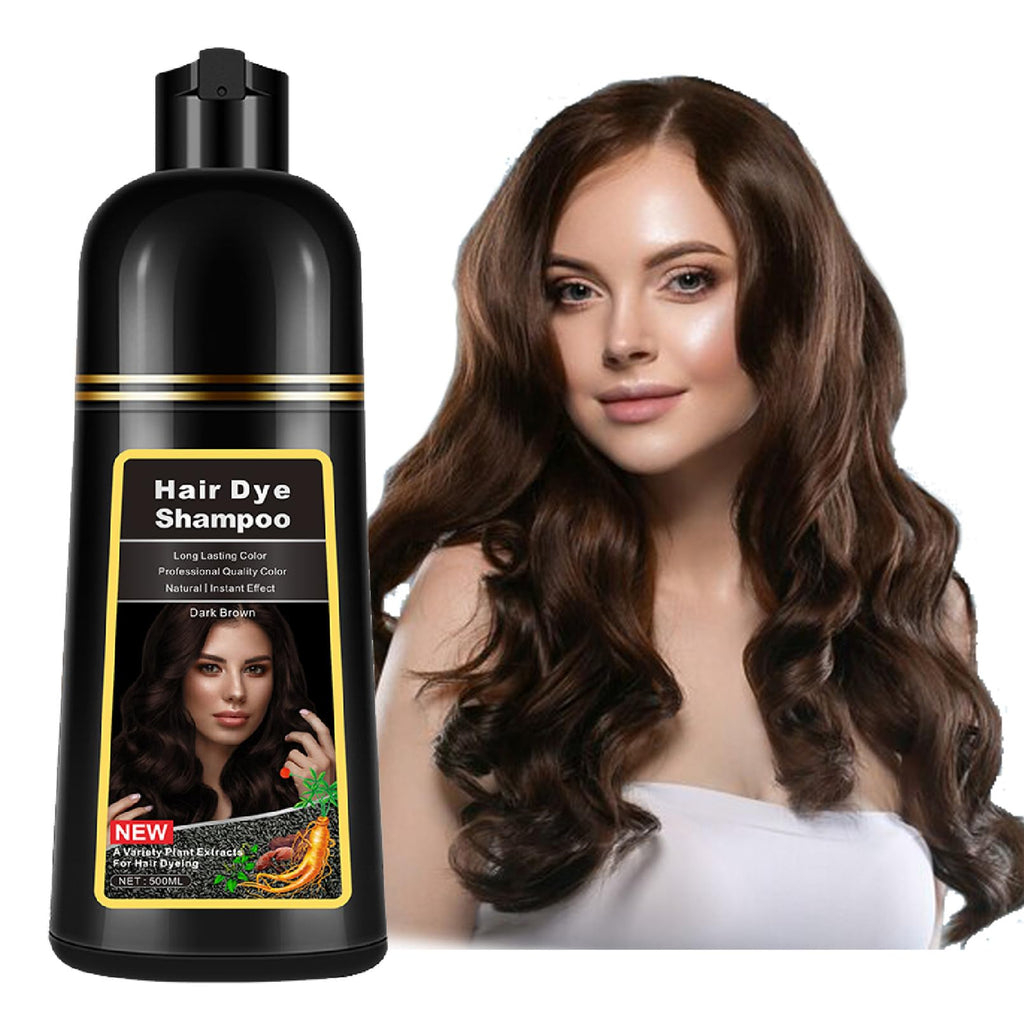 Lymznus Instant Dark Brown Hair Dye Shampoo — 3-in-1 Color, Cleanse & Condition (17.6 oz)