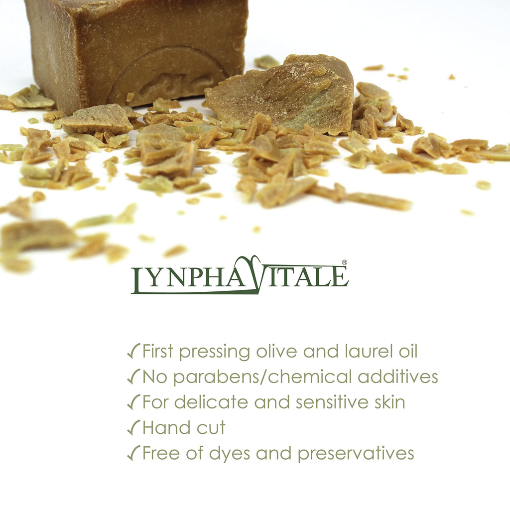 LYNPHA VITALE Aleppo Soap Bar – Handmade Olive Oil & 16% Laurel Oil, 7.05 oz