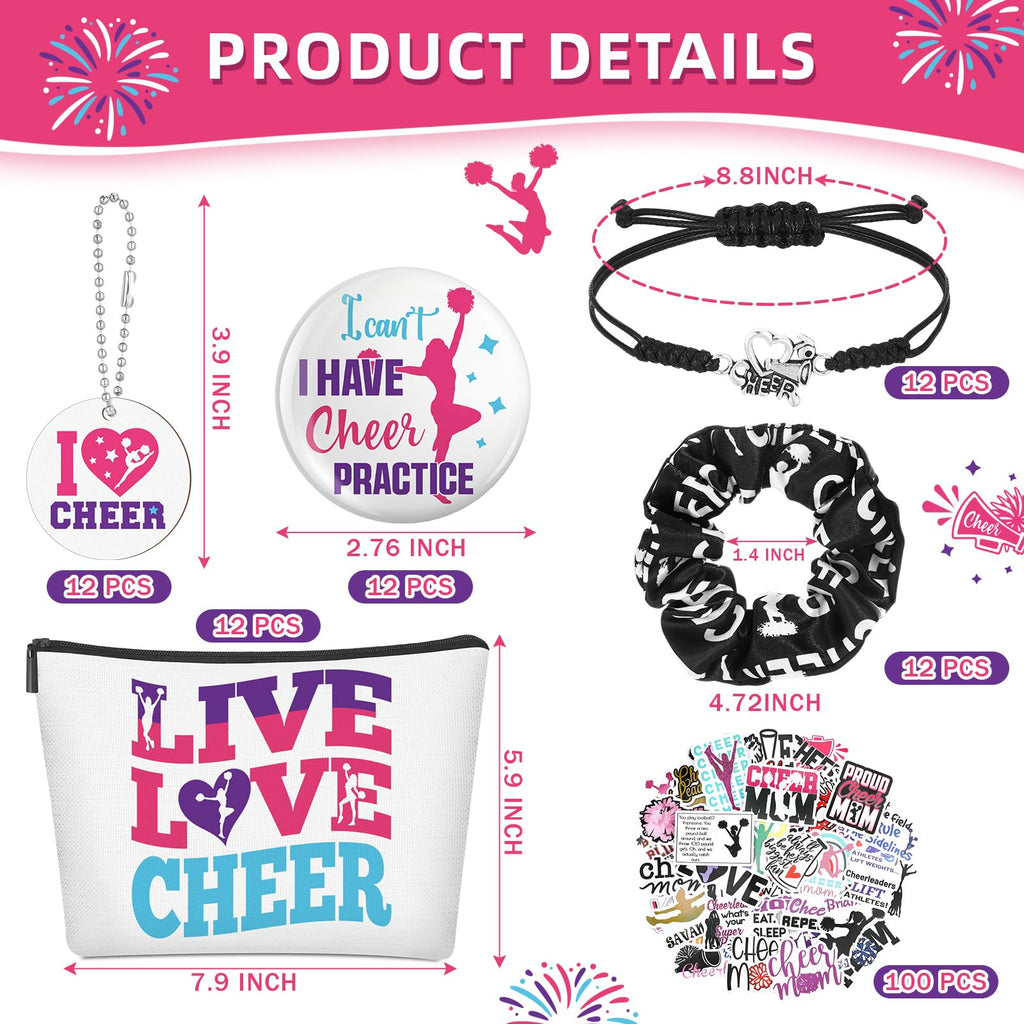 Lyrow 160 Pcs Cheerleader Gifts Bulk – Team Back-to-School Cheer Bundle (Pink)