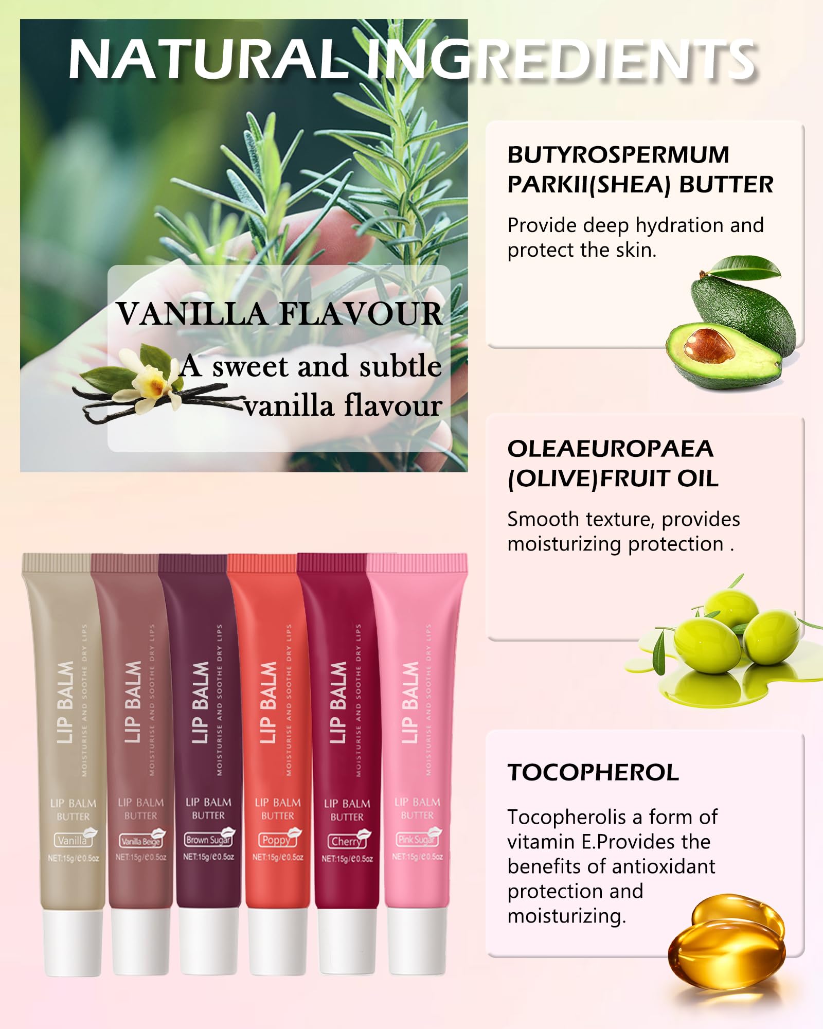 LYSdefeu Butter Tinted Lip Balm Set A — 3 Colors Vanilla Beige Brown Pink Sugar + Clear Jelly Tint