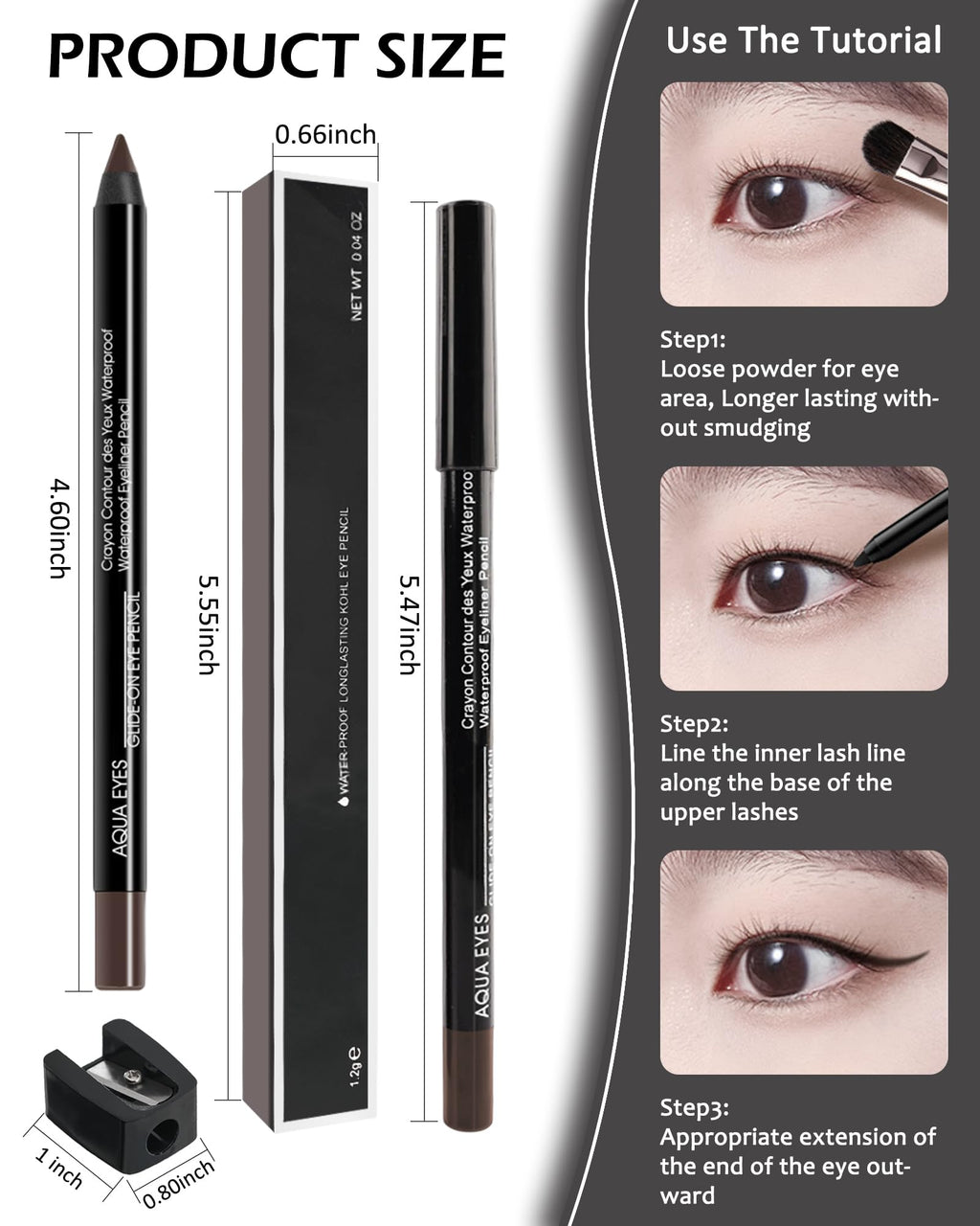 LYSdefeu Gel Eyeliner Pencil 3Pcs Brown – Waterproof, Smudge-Proof Matte Eye Liner Set