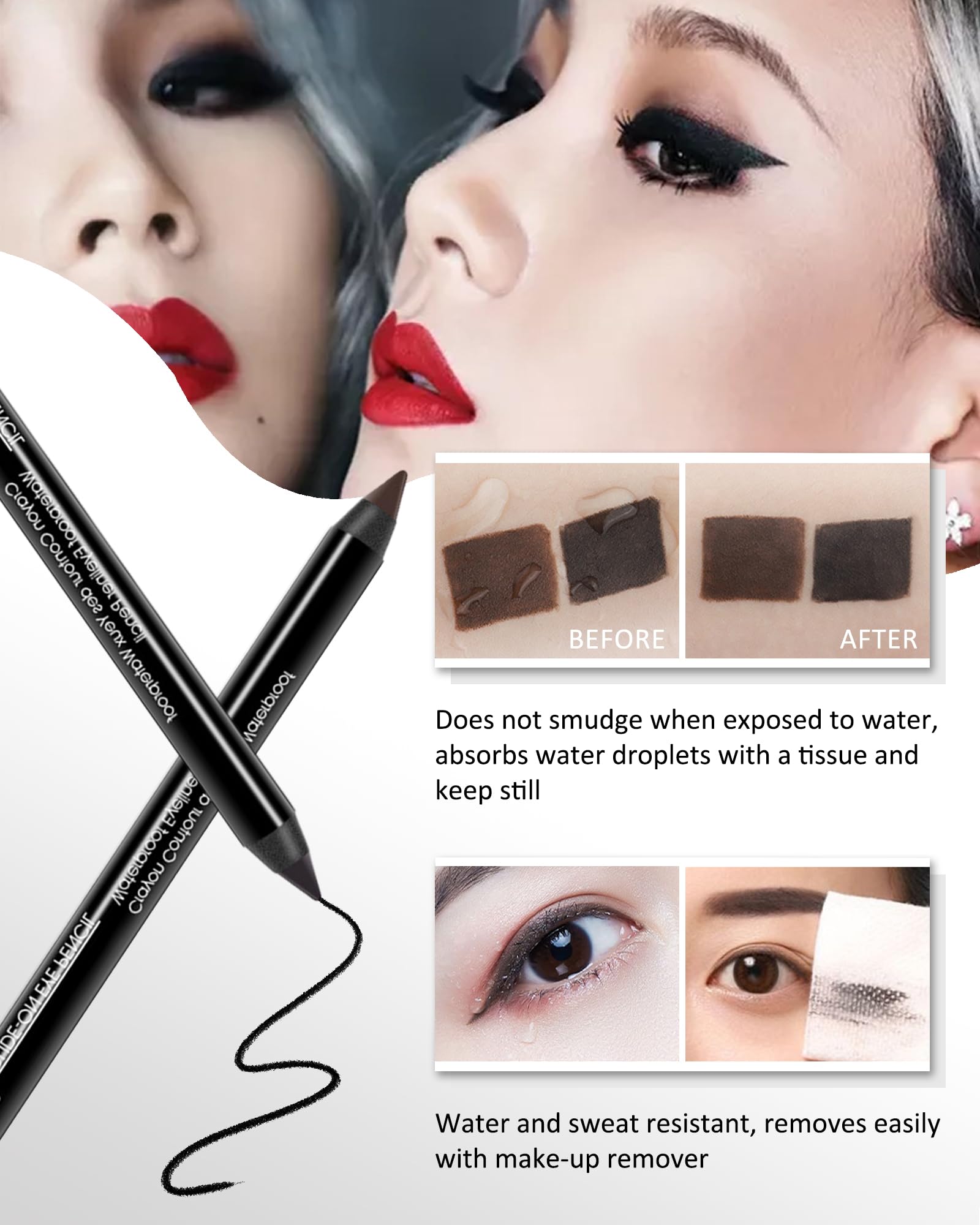 LYSdefeu Gel Eyeliner Pencil 3Pcs Brown – Waterproof, Smudge-Proof Matte Eye Liner Set