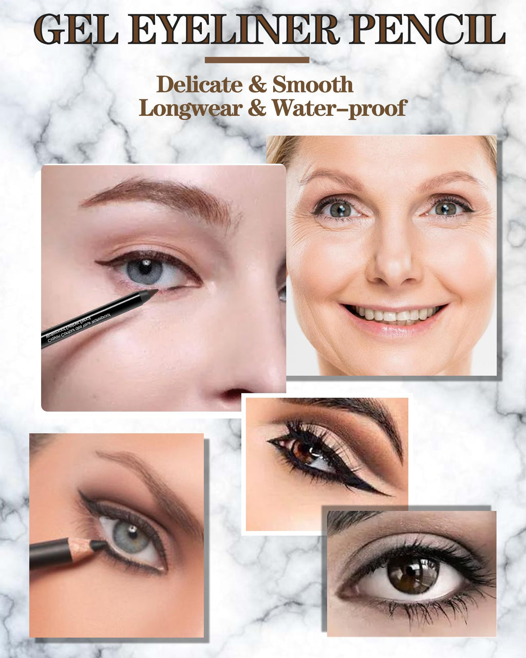 LYSdefeu Gel Eyeliner Pencil 3Pcs Brown – Waterproof, Smudge-Proof Matte Eye Liner Set