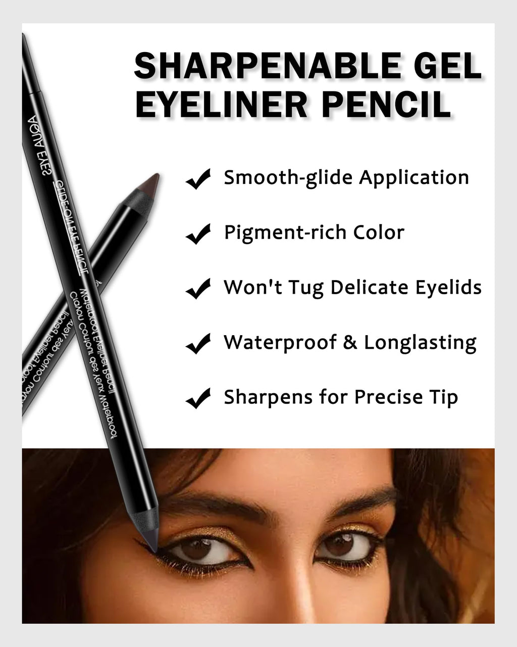 LYSdefeu Gel Eyeliner Pencil 3Pcs Brown – Waterproof, Smudge-Proof Matte Eye Liner Set