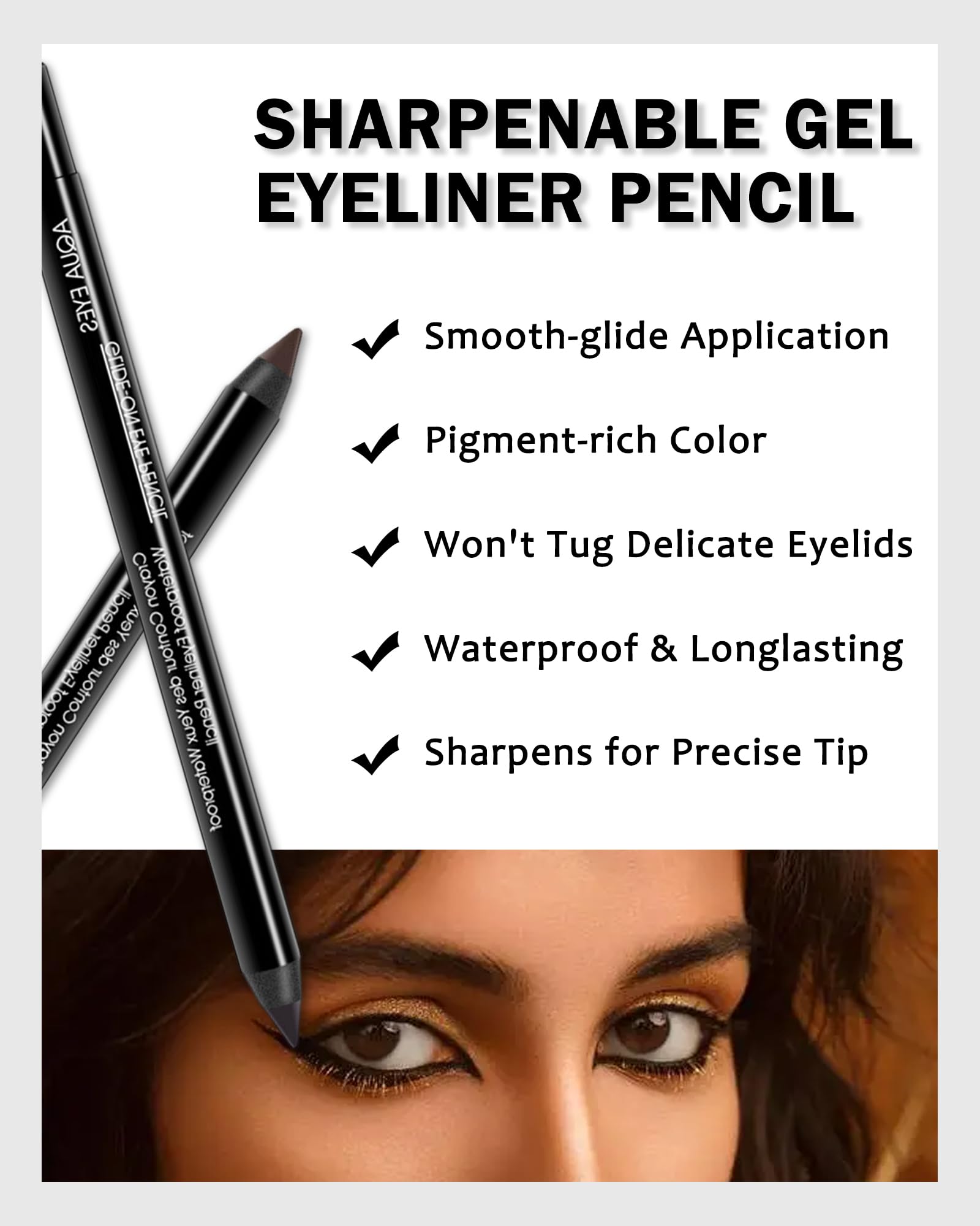 LYSdefeu Gel Eyeliner Pencil 3Pcs Brown – Waterproof, Smudge-Proof Matte Eye Liner Set