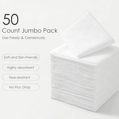 Lyun Cloudlet Disposable Face Towels XL – Ultra Soft 10x12, 50 Count, Makeup Remover & Facial Cleansing Wipes
