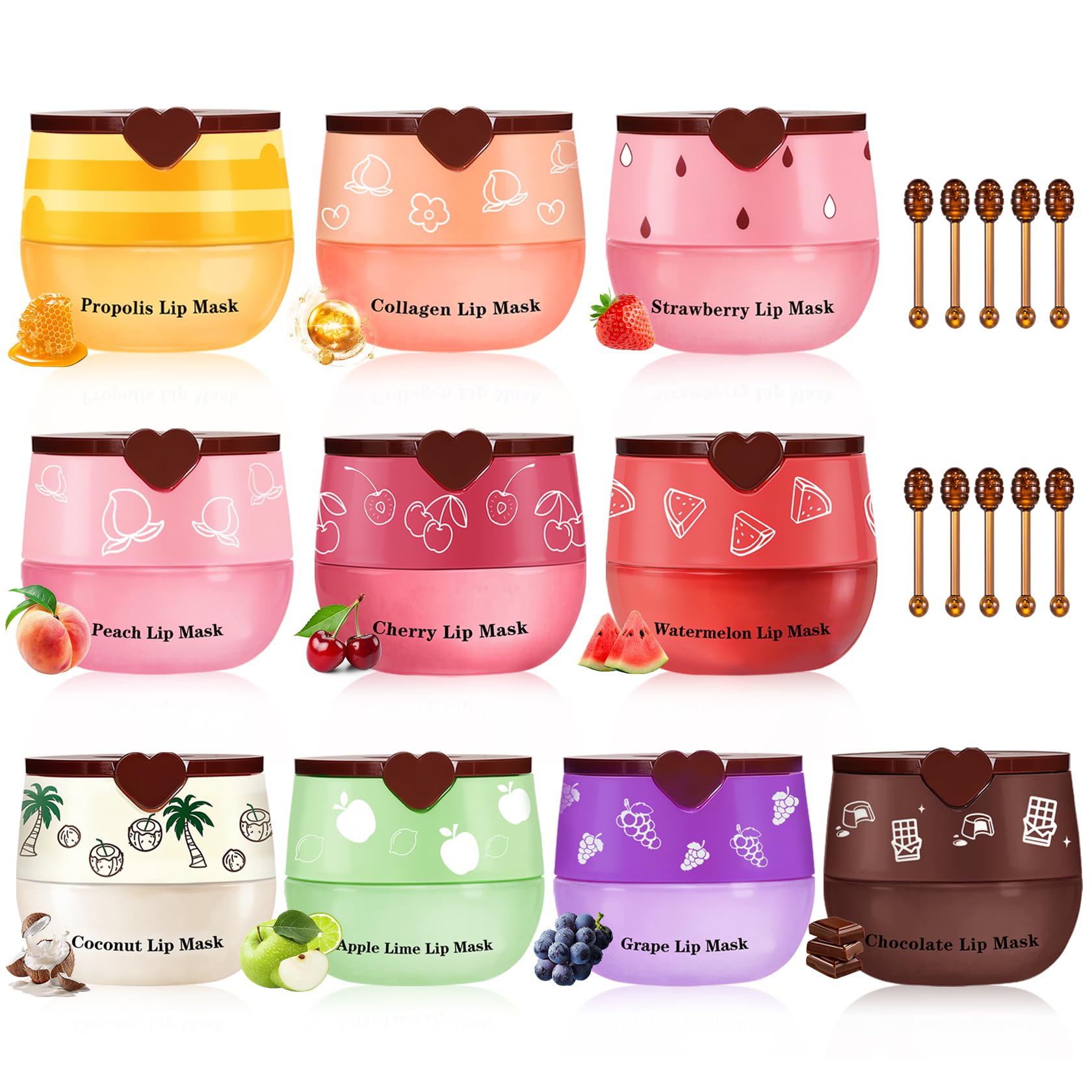 LZXLUKGIR 10Pcs Honey Pot Lip Balm – Moisturizing Lip Care Set & Overnight Lip Mask