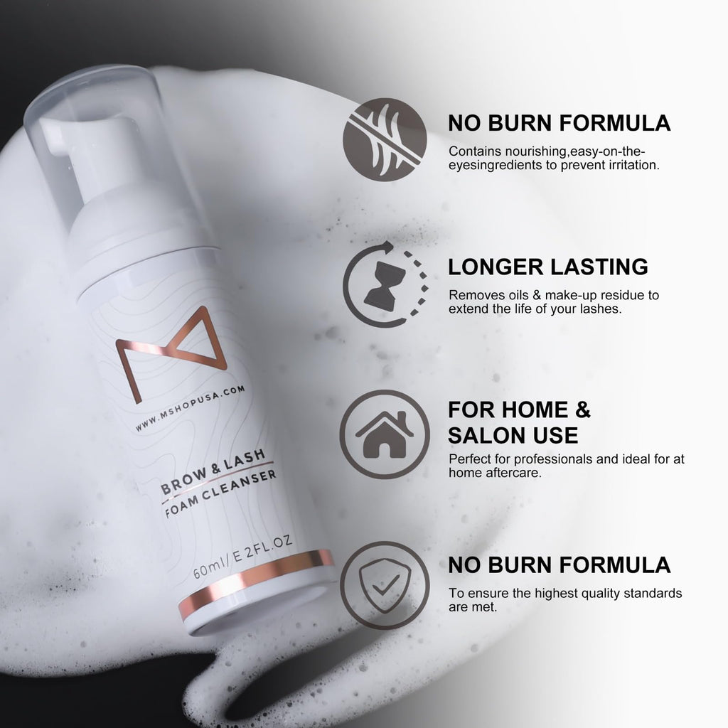 M – Permanent Makeup Brow & Lash Foam Cleanser (60ml) | Gentle PMU Cleaning Solution for Eyelash Extensions