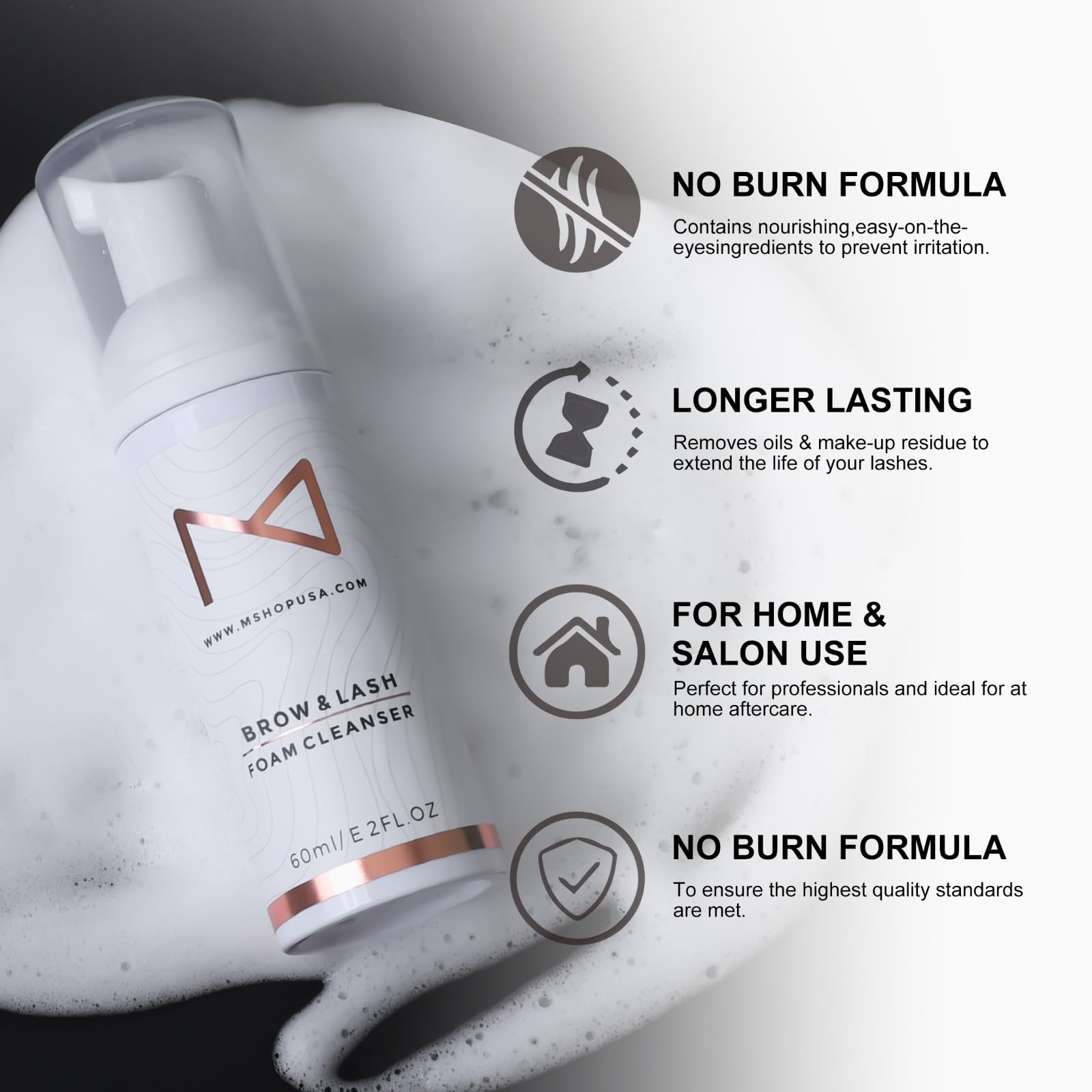 M – Permanent Makeup Brow & Lash Foam Cleanser (60ml) | Gentle PMU Cleaning Solution for Eyelash Extensions