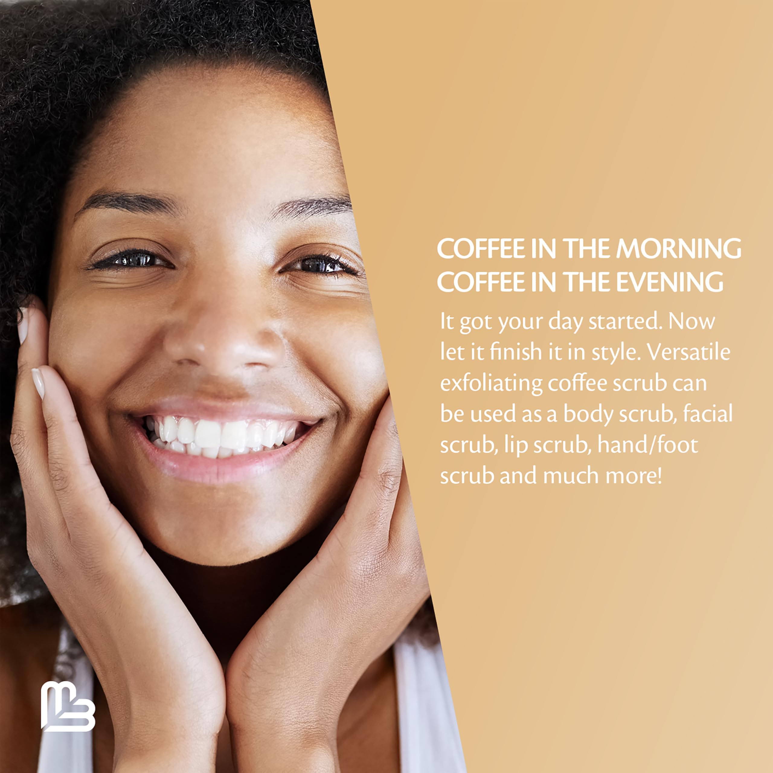 M3 Naturals Arabica Coffee Scrub – Exfoliating Body, Face & Hand Scrub with Collagen (12oz)