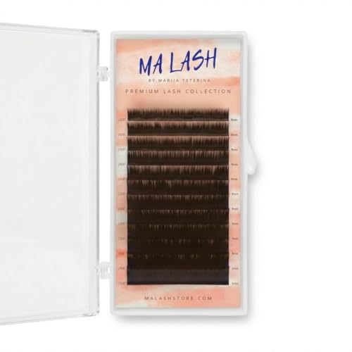 MA LASH Brown J 0.1 7-13mm: Premium Volume & Classic Eyelash Extensions in Dark Chocolate DC