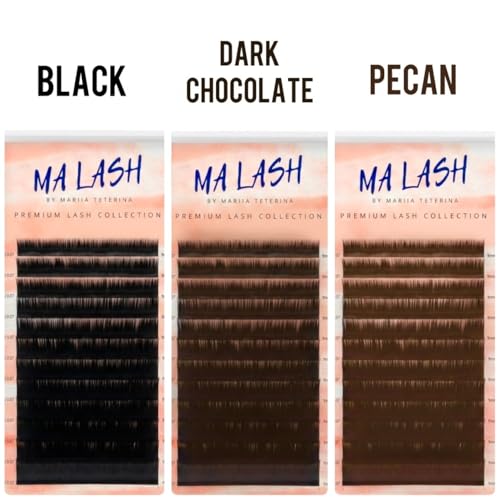 MA LASH Brown J 0.1 7-13mm: Premium Volume & Classic Eyelash Extensions in Dark Chocolate DC