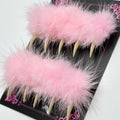 MABKJLF Halloween Press On Nails - Luxury Medium Stiletto Eagle Claw, Reusable ABS, Glossy Pink Fur