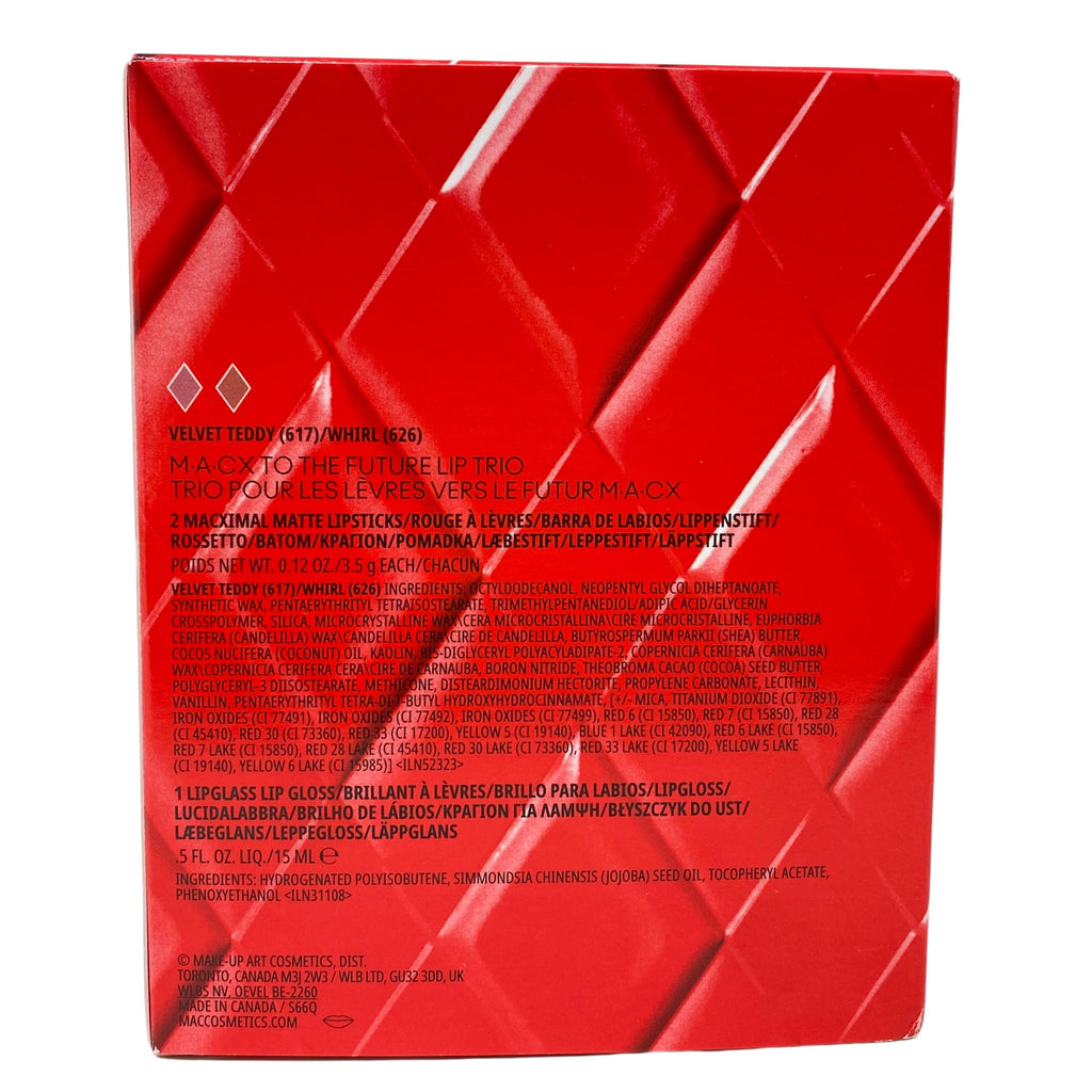 MAC M·A·CX To The Future Lip Trio Holiday 2025 | 2 MACximal Matte Lipsticks + Clear Lipglass