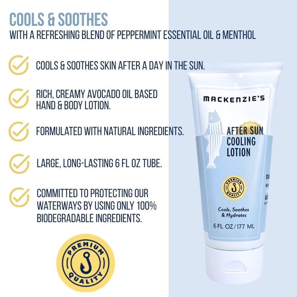 MacKenzie's After Sun Cooling Lotion – Natural Body Lotion (6 oz) | Gifts for Men, Fishermen, Cooks, Gardeners