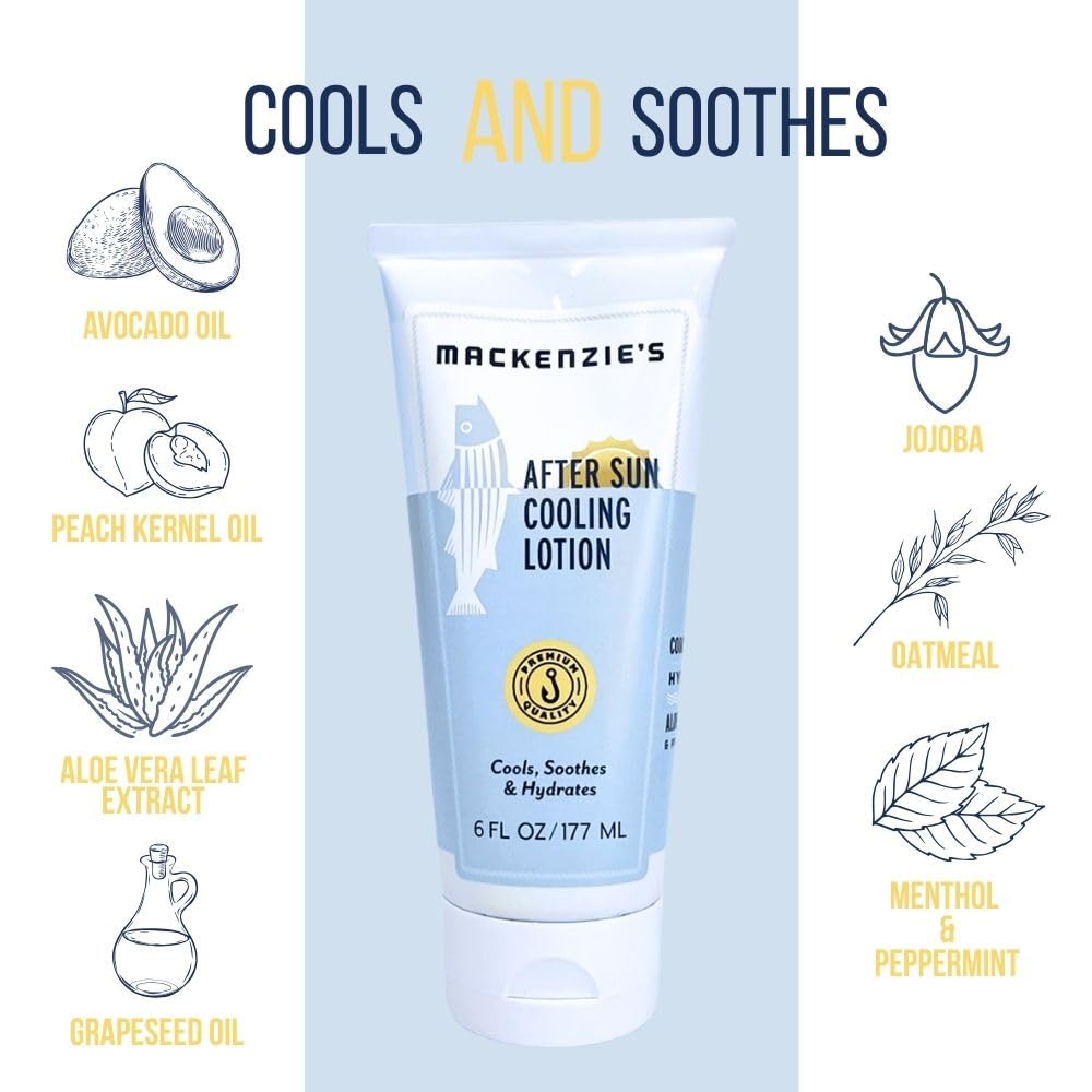 MacKenzie's After Sun Cooling Lotion – Natural Body Lotion (6 oz) | Gifts for Men, Fishermen, Cooks, Gardeners