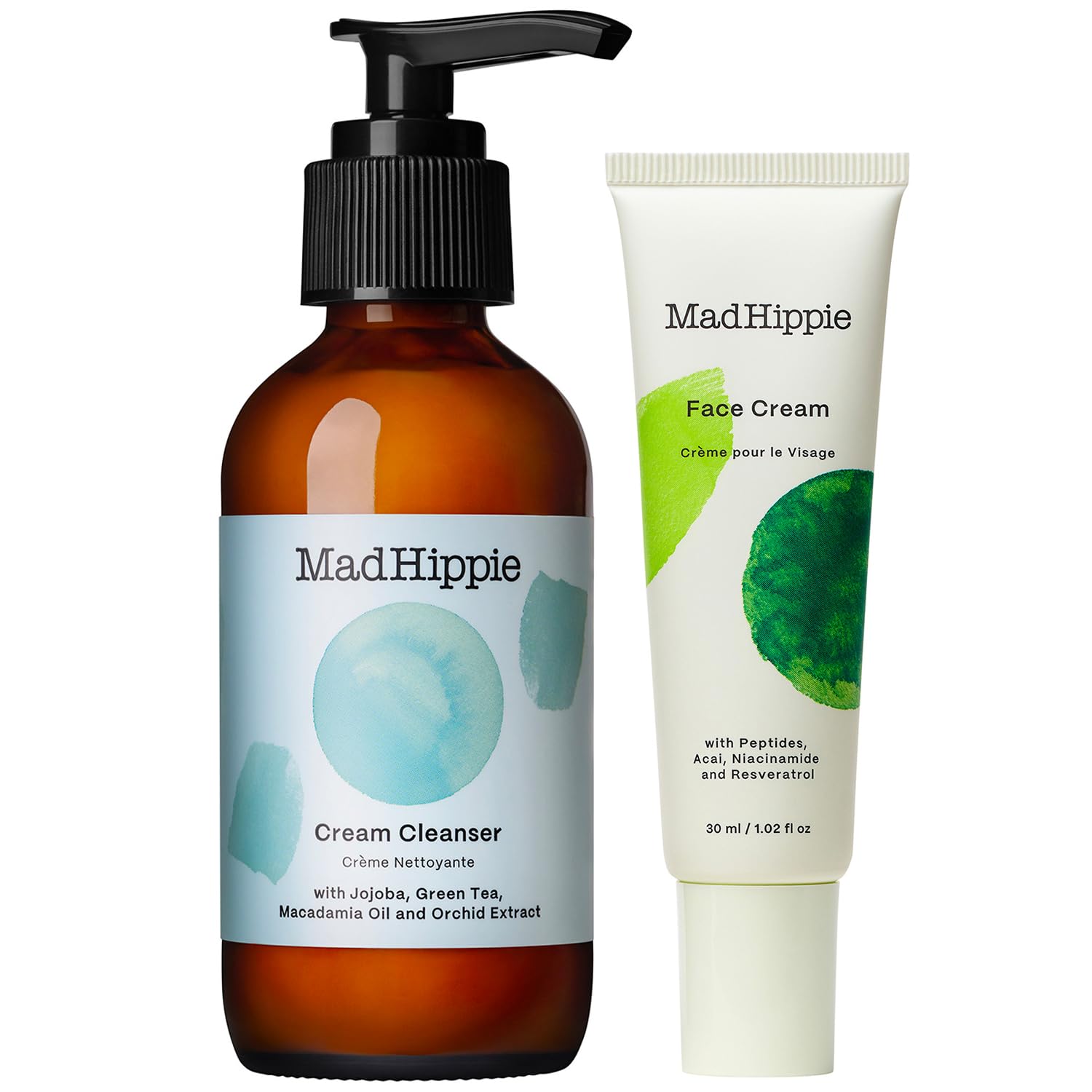 Mad Hippie Face Cream & Cleanser Set — Niacinamide, Matrixyl Peptide Complex, Organic Jojoba Oil (2 Piece Set)