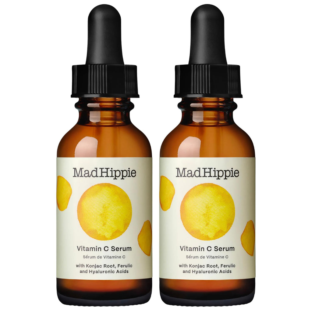 Mad Hippie Vitamin C Serum for Face – Hyaluronic Acid, Ferulic Acid & Vitamin E (2 Pack) | Cruelty-Free Skincare