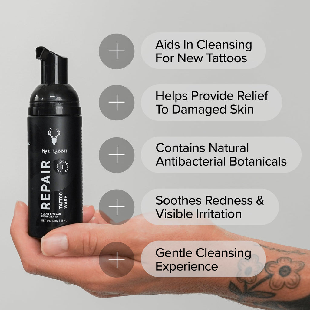 Mad Rabbit Tattoo Aftercare Soap - Fragrance Free, Unscented Tattoo Wash (2oz) | Vegan, Clean Ingredients