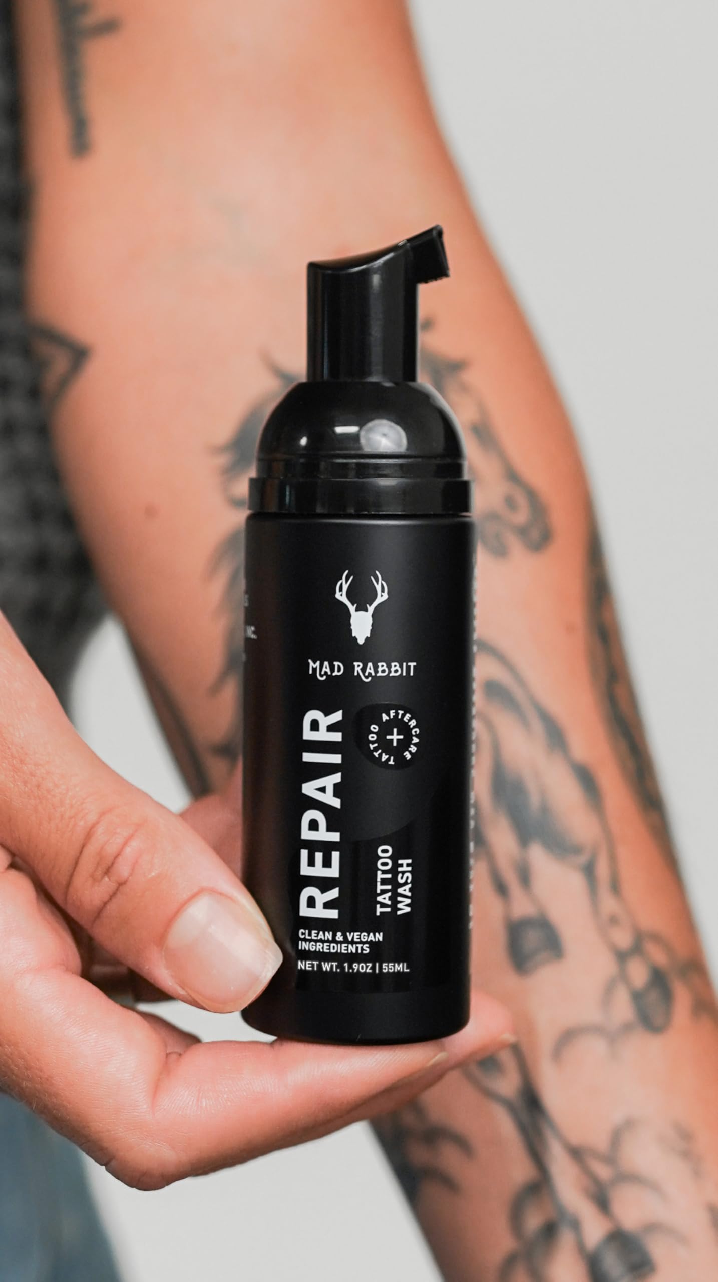 Mad Rabbit Tattoo Aftercare Soap - Fragrance Free, Unscented Tattoo Wash (2oz) | Vegan, Clean Ingredients