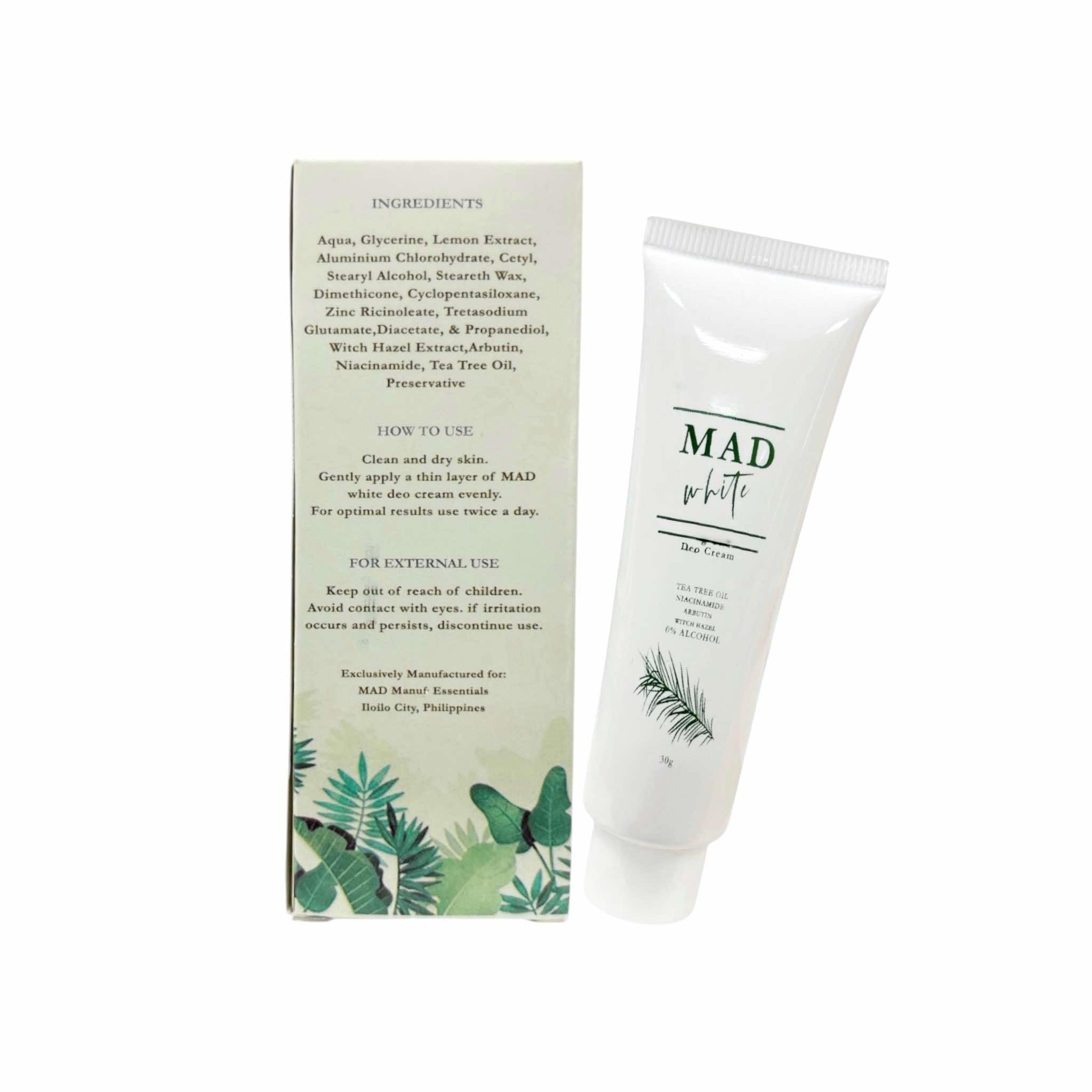 MAD WHITE Underarm Deo Cream with Tea Tree Oil & Niacinamide | 30g Alcohol-Free