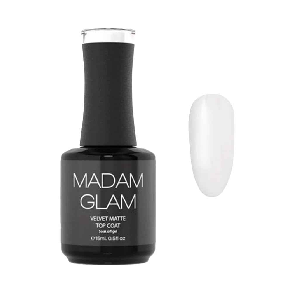 Madam Glam Velvet Matte Top Coat 15ml – No Wipe, Instant Dry, Long-Lasting Matte Finish