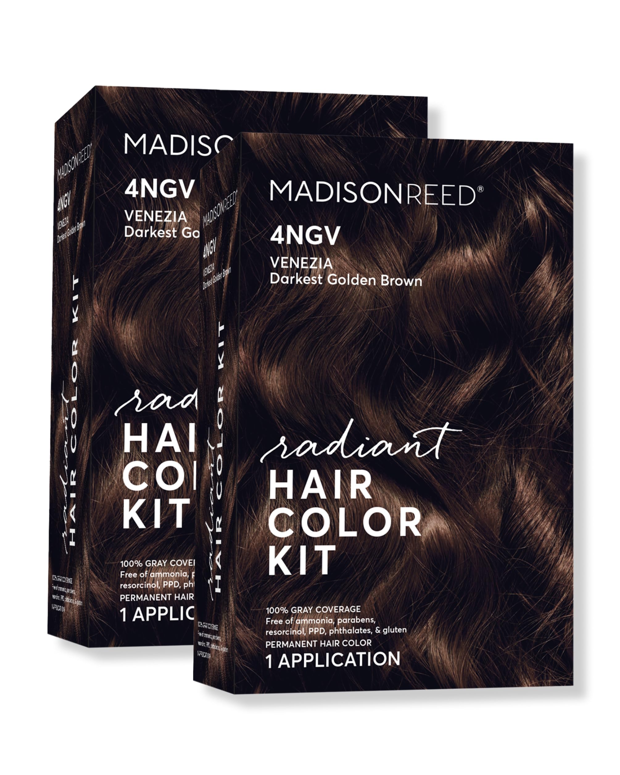 Madison Reed Radiant Color Kit Venezia Brown 4NGV – Darkest Golden Brown with Warm Tones, Gray-Blending, 2-Pack (Ammonia-Free & PPD-Free)