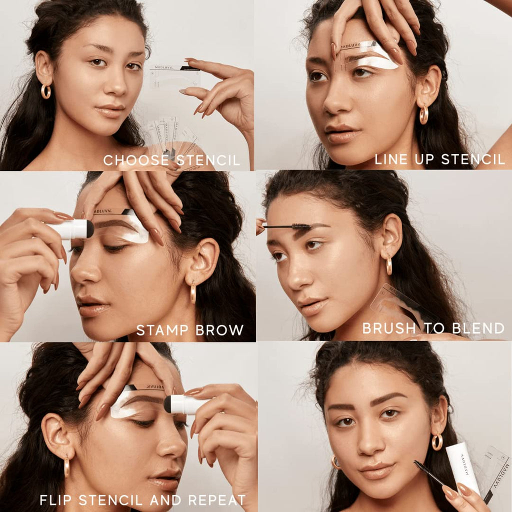 MADLUVV Brow Stamp Kit – 9 Stencils for Natural-Looking Brows