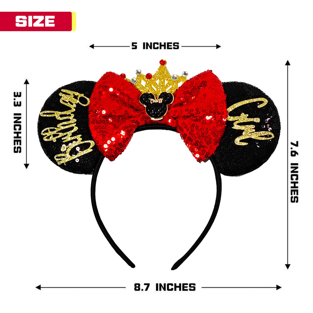 MADO Birthday Girl Mouse Ear Headband – Black BDG-MC | Lightweight Party Accessory for Women & Girls