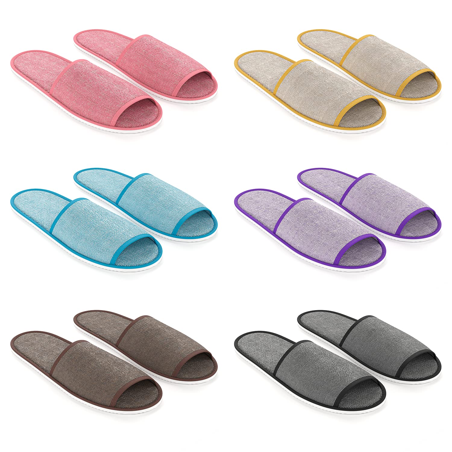 Maeline Bulk 18 Pairs Disposable Slippers – Open-Toe Linen Slippers for Guests, Hotels & Home