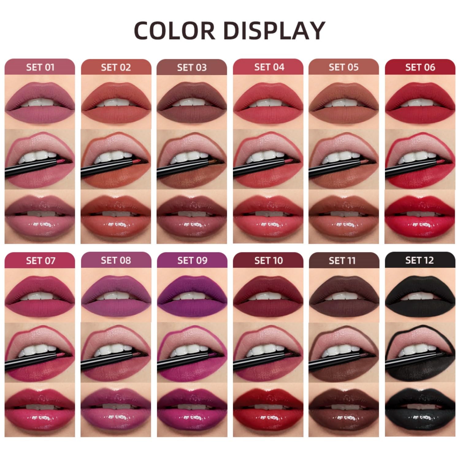 MAEPEOR All In One Lip Kit 3 in 1 Lip Liner Lip Gloss Lipstick Kit 06 Red High Heels