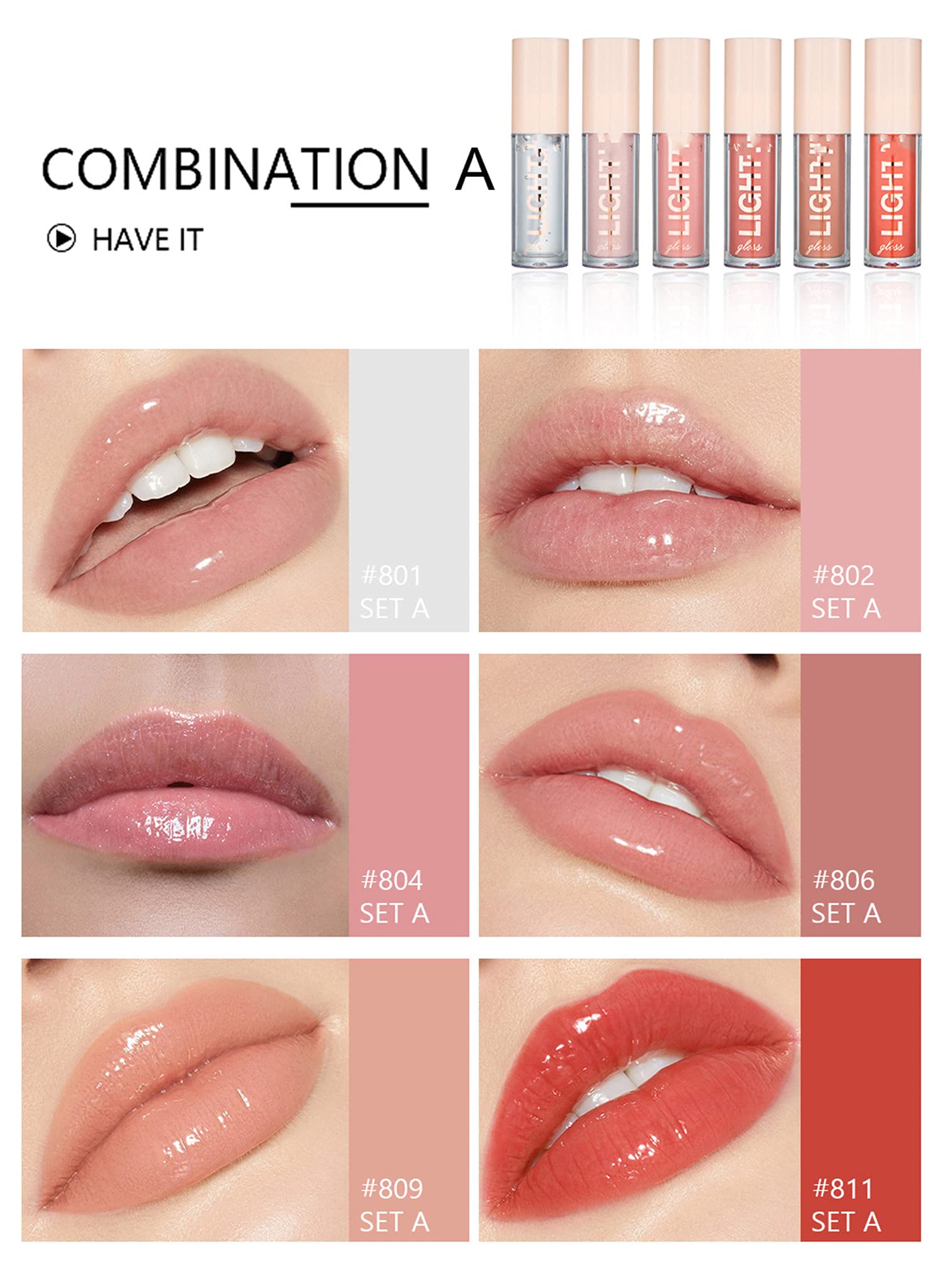 MAEPEOR Moisturizing Lipgloss Set — 6 Neutral Nude Shades for Hydrated Lips