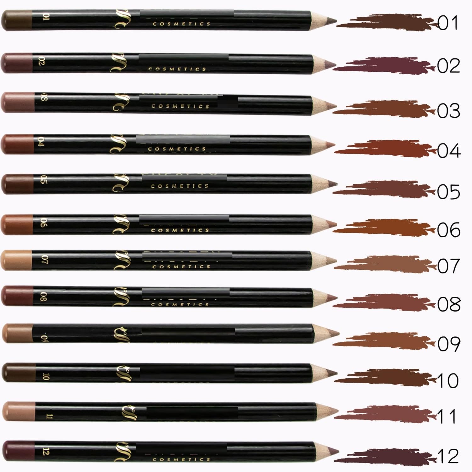 MAEPEOR Nude Lip Liner Set – 12 Highly Pigmented, Long-Lasting, Waterproof Matte Lip Liners (Color 01)