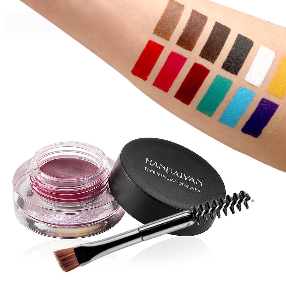 MAEPEOR 12 Colors Eyebrow Pomade — Full-Pigmented, Waterproof Cream Gel for Defined Brows
