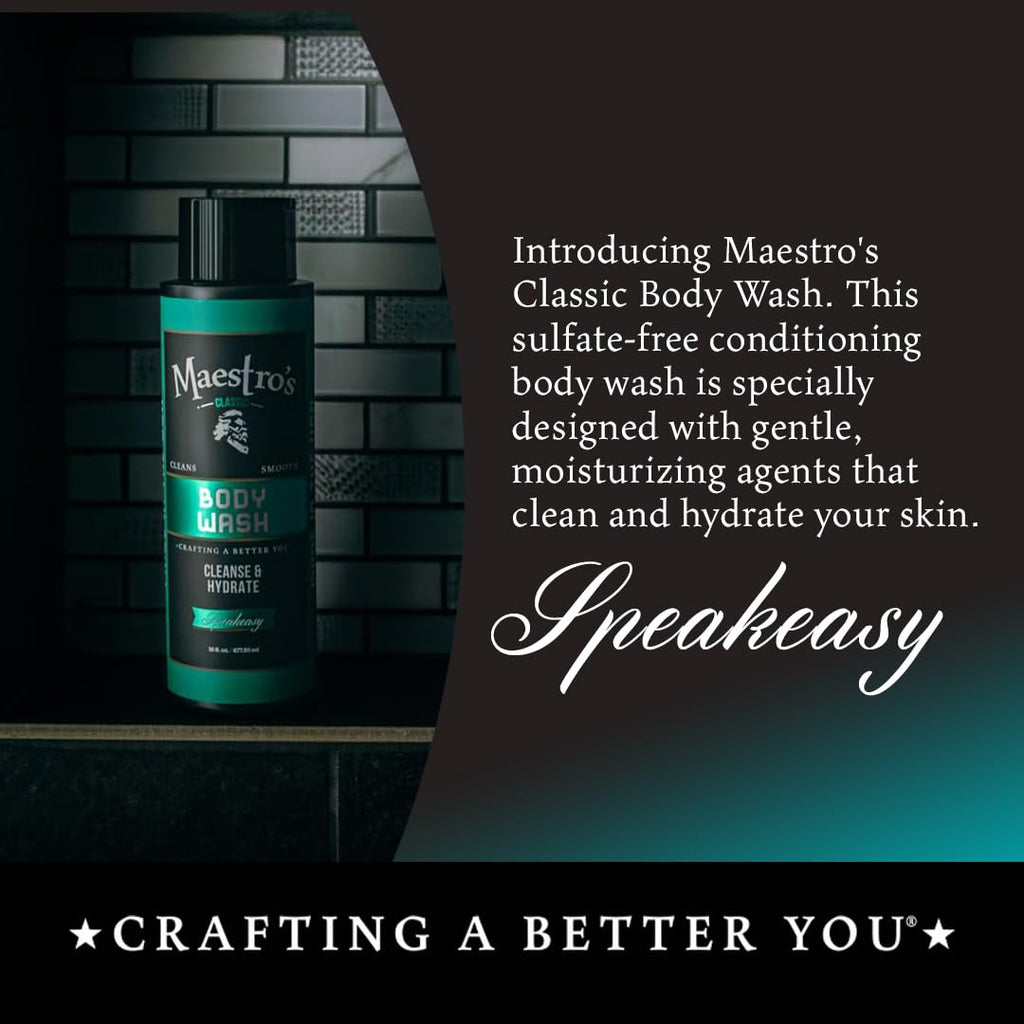 Maestro's Classic Bath Wash – Conditioning Body Wash for Men | Speakeasy Blend, 16 oz